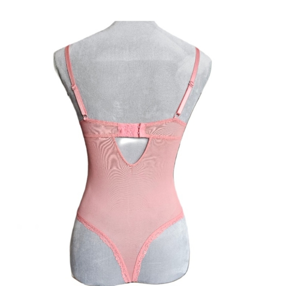 PINK LACE TEDDY BODYSUIT UNDERWIRE BRA SMALL - Picture 2 of 3